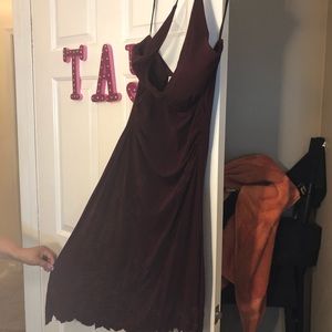 Eggplant purple slanted halter dress